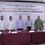 Refuerzan seguridad en región Apatzingán; acuerdan Bedolla, Harfuch y Defensa