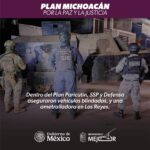 En Plan Paricutín, SSP y Defensa aseguran vehículos blindados y ametralladora en Los Reyes