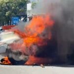 Manifestantes de Arantepacua queman camión repartidor frente a la FGE