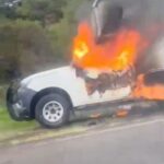 Sujetos armados queman camioneta en la Morelia-Quiroga