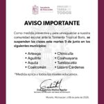 SEE suspende clases en Sierra-Costa por prevención ante Boris