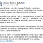 Reconoce Bedolla coordinación estatal y federal para la aprehensión del “R1”, implicado en el caso Carlos Manzo