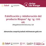 Alerta Cofepris sobre falsificación y adulteración de Riopan Gel
